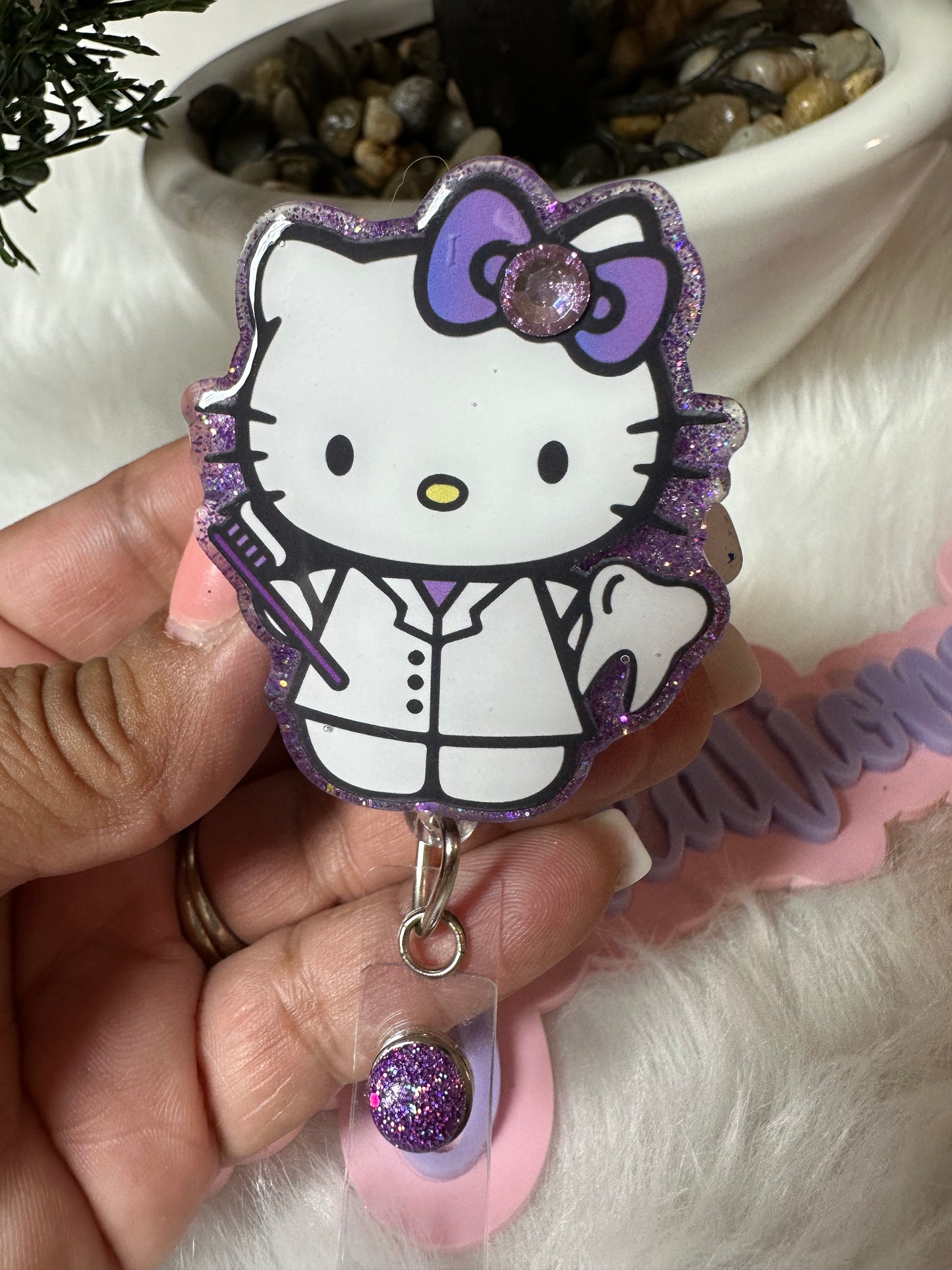 Kitty Dental Hygienist Badge Reel
