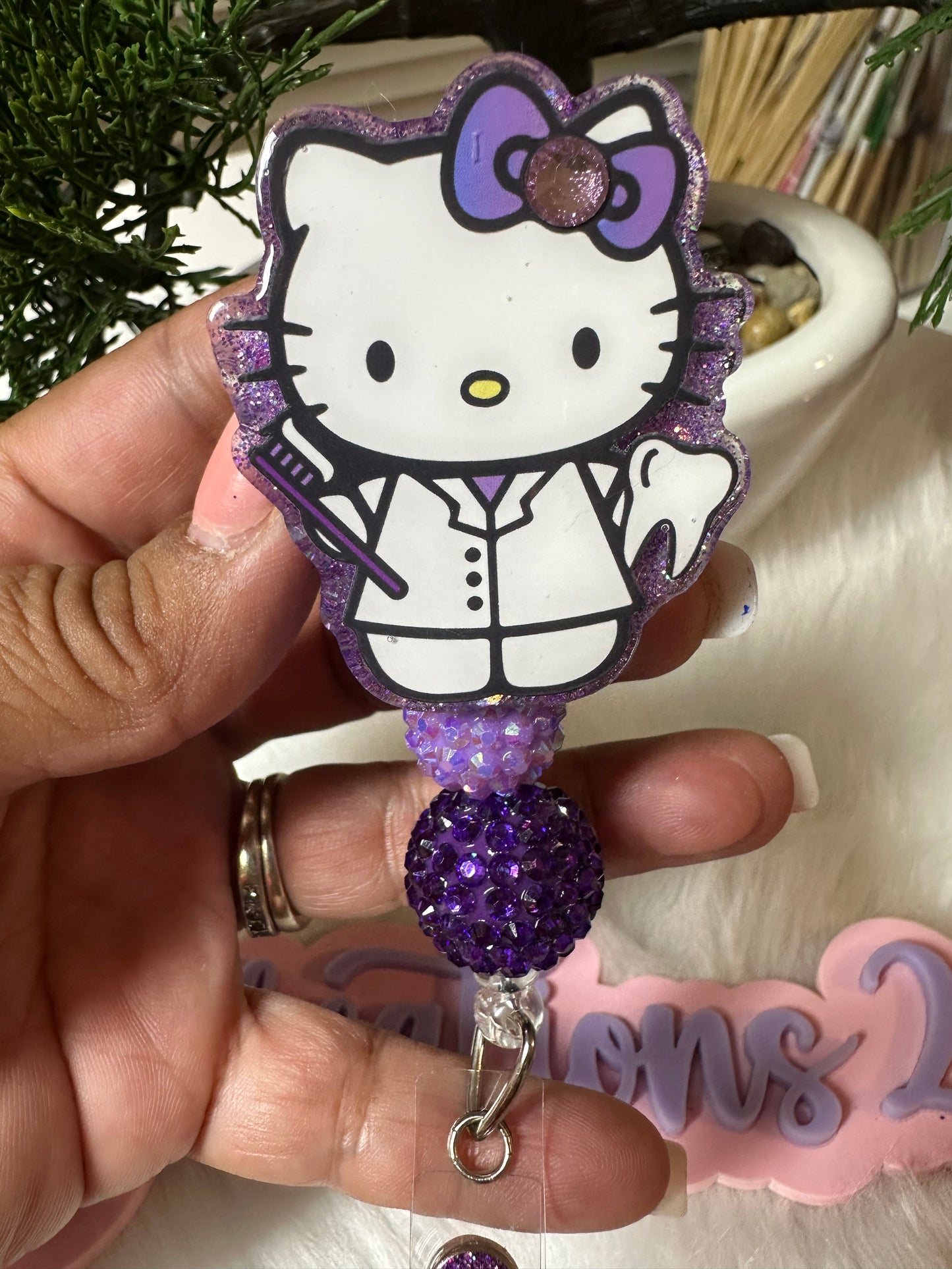 Kitty Dental Hygienist Badge Reel