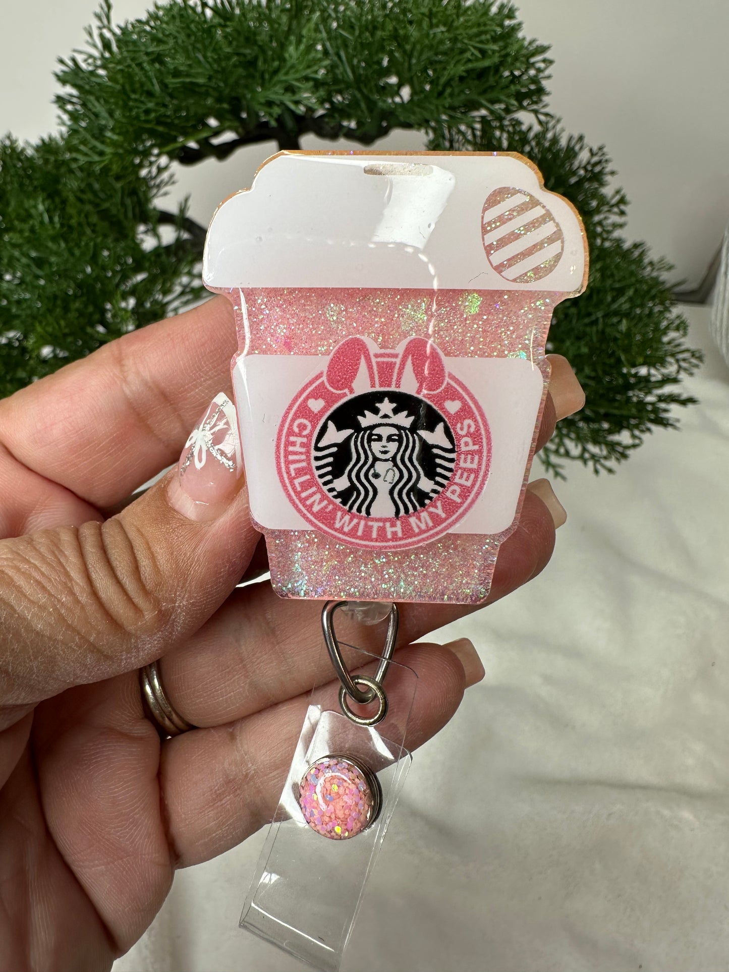 Chillin’ with my Peeps Coffee Cup Badge Reel