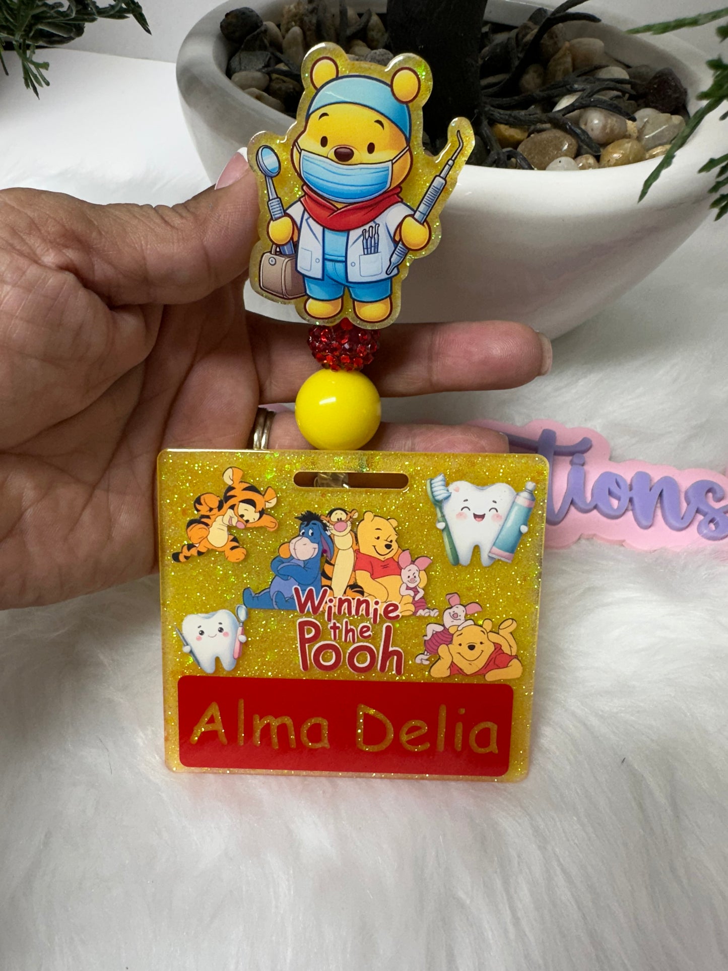 Pooh Dental Assistant Badge Buddy set
