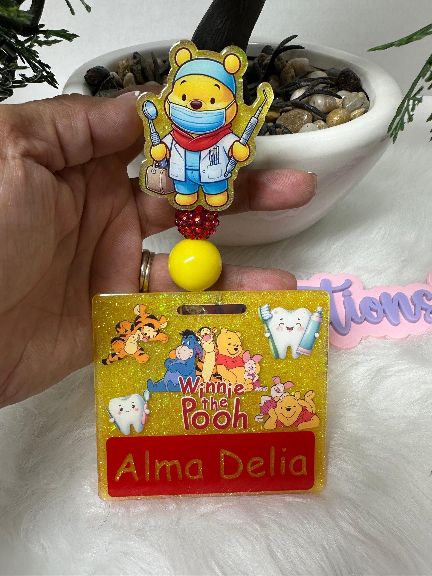 Pooh Dental Assistant Badge Buddy set