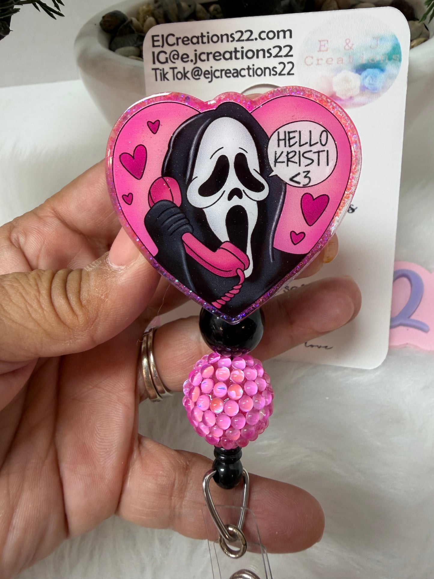 Hello Mask Face Badge Reel