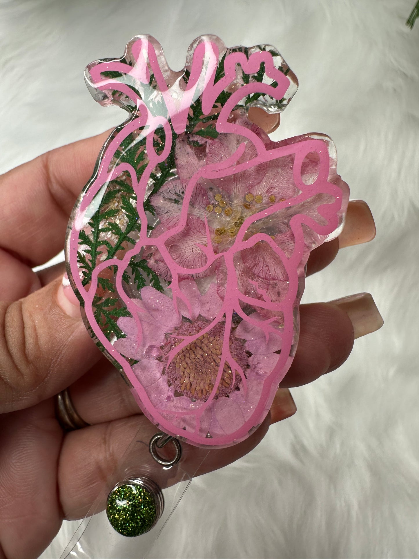Floral Anatomical Heart Badge Reel