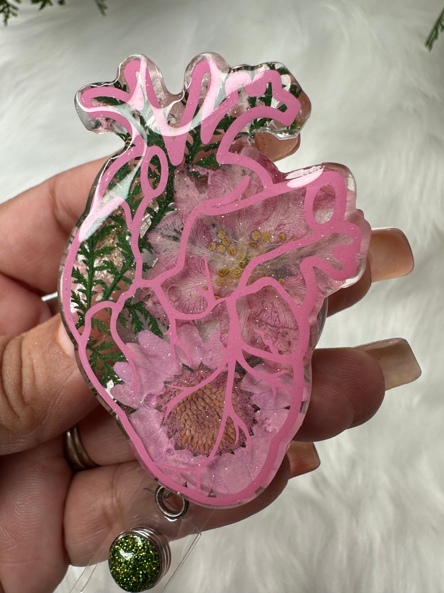Floral Anatomical Heart Badge Reel