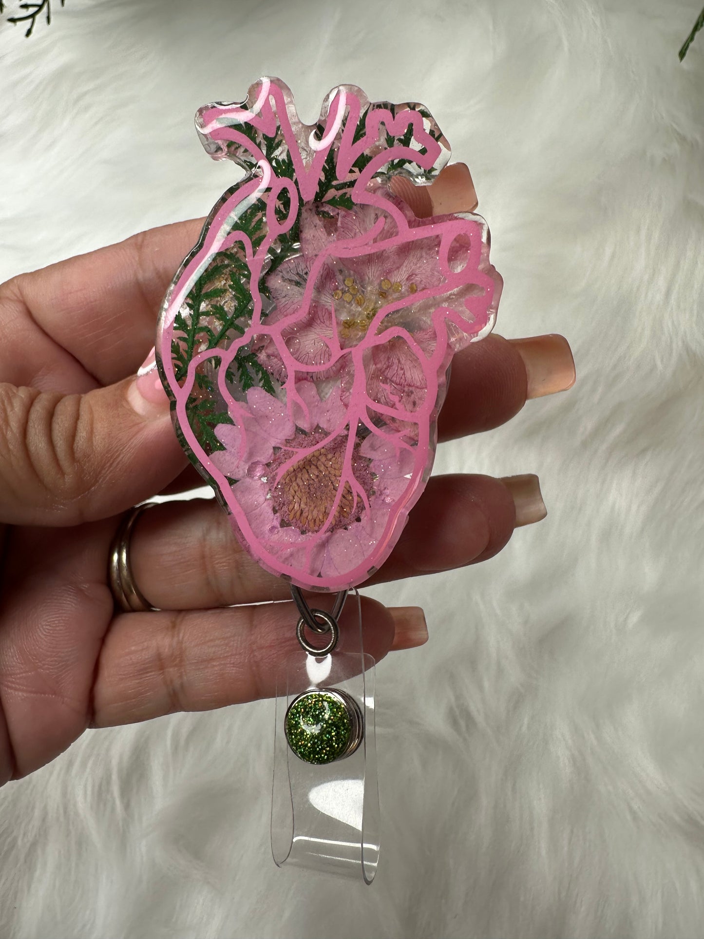 Floral Anatomical Heart Badge Reel