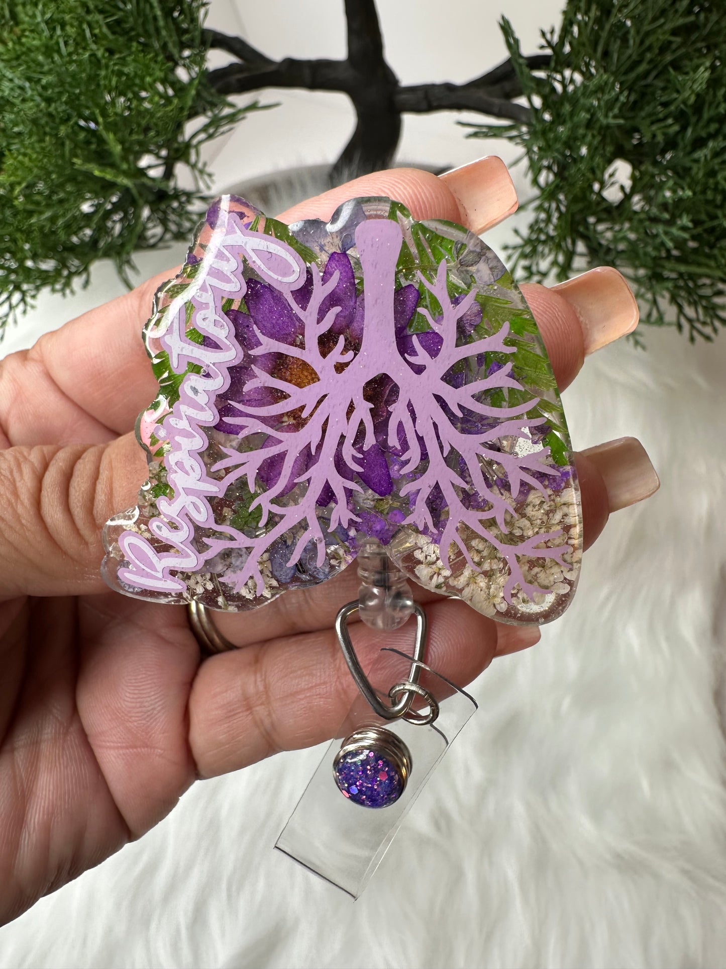 Floral Respiratory Tech Badge Reel