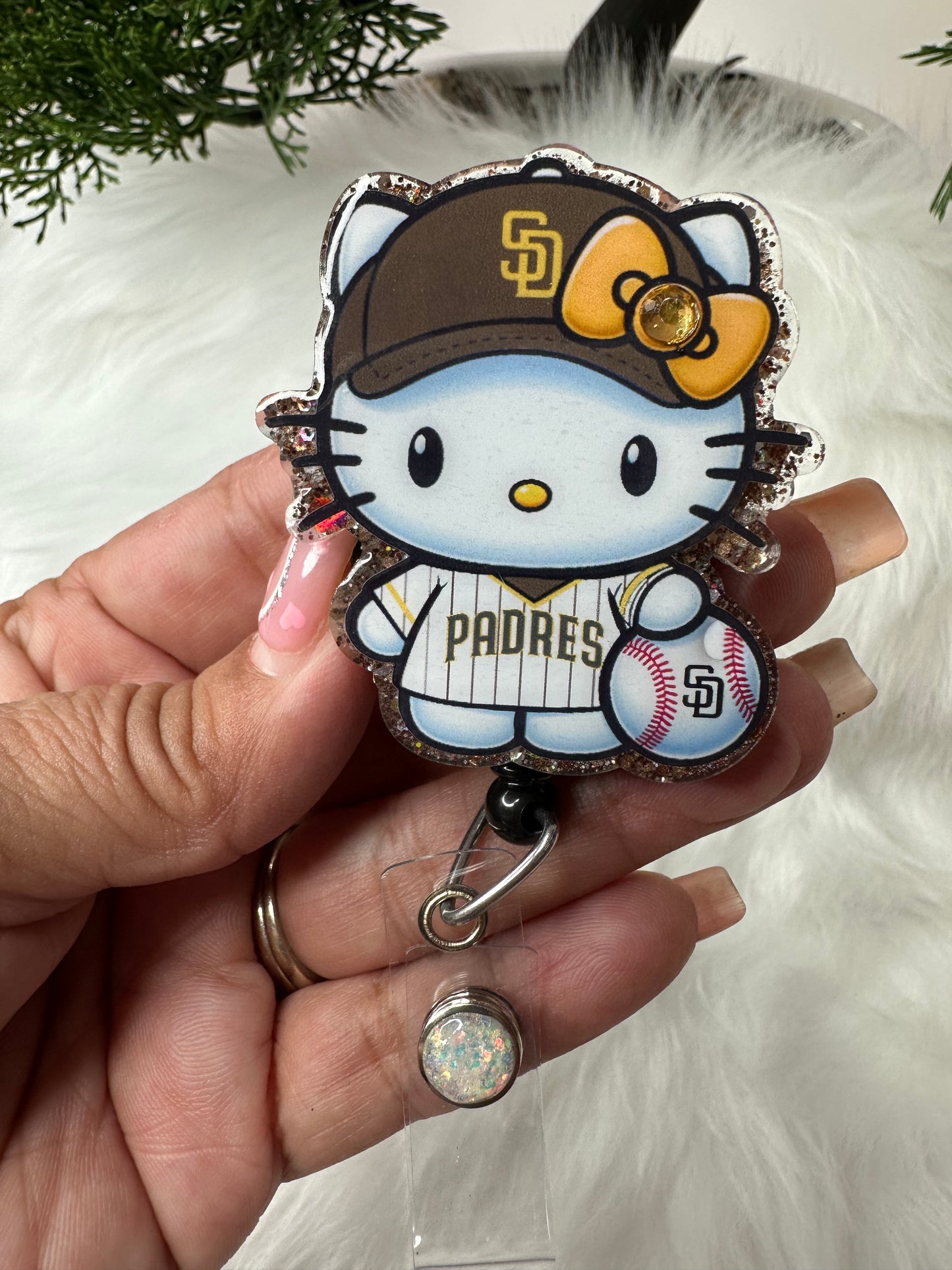 HK Gold and Brown Baseball Badge Reel
