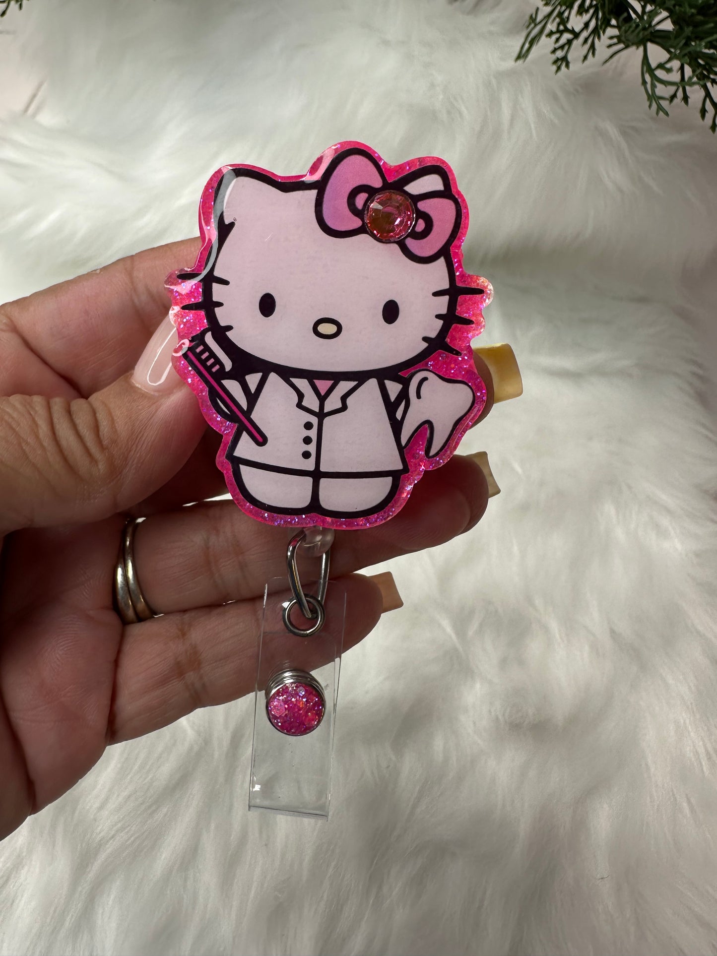 Kitty Dental Hygienist Badge Reel