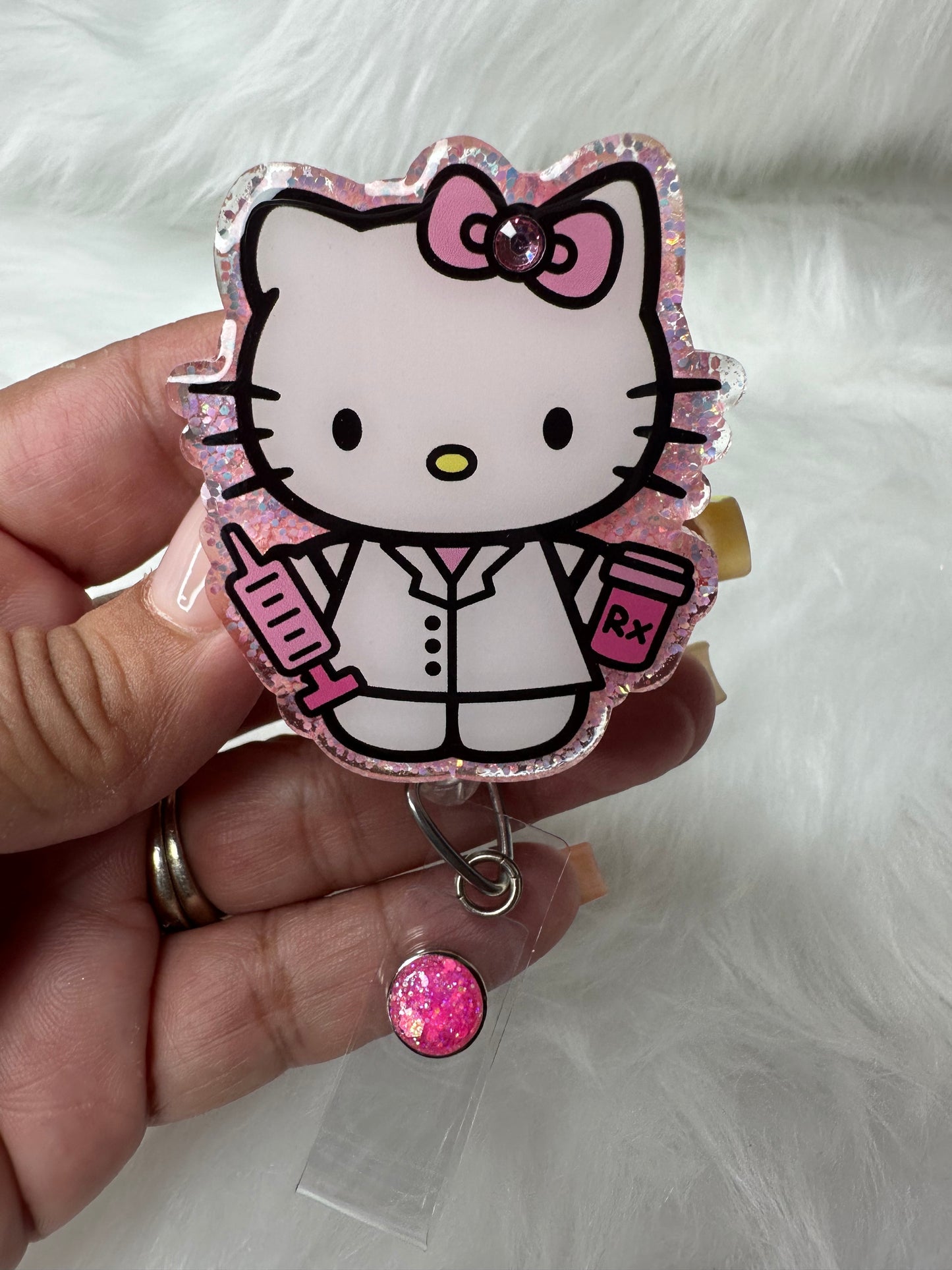 Kitty Pharmacy Tech/ Nurse Badge Reel