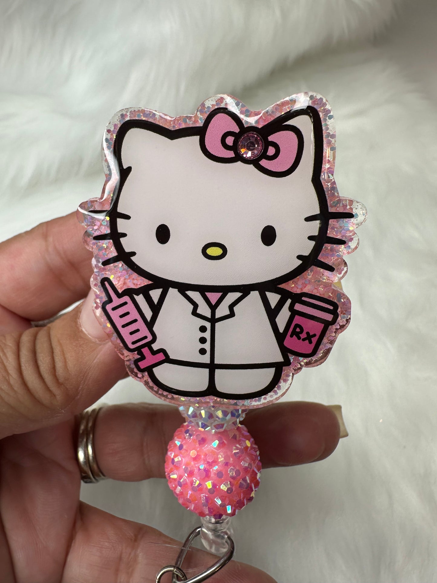 Kitty Pharmacy Tech/ Nurse Badge Reel