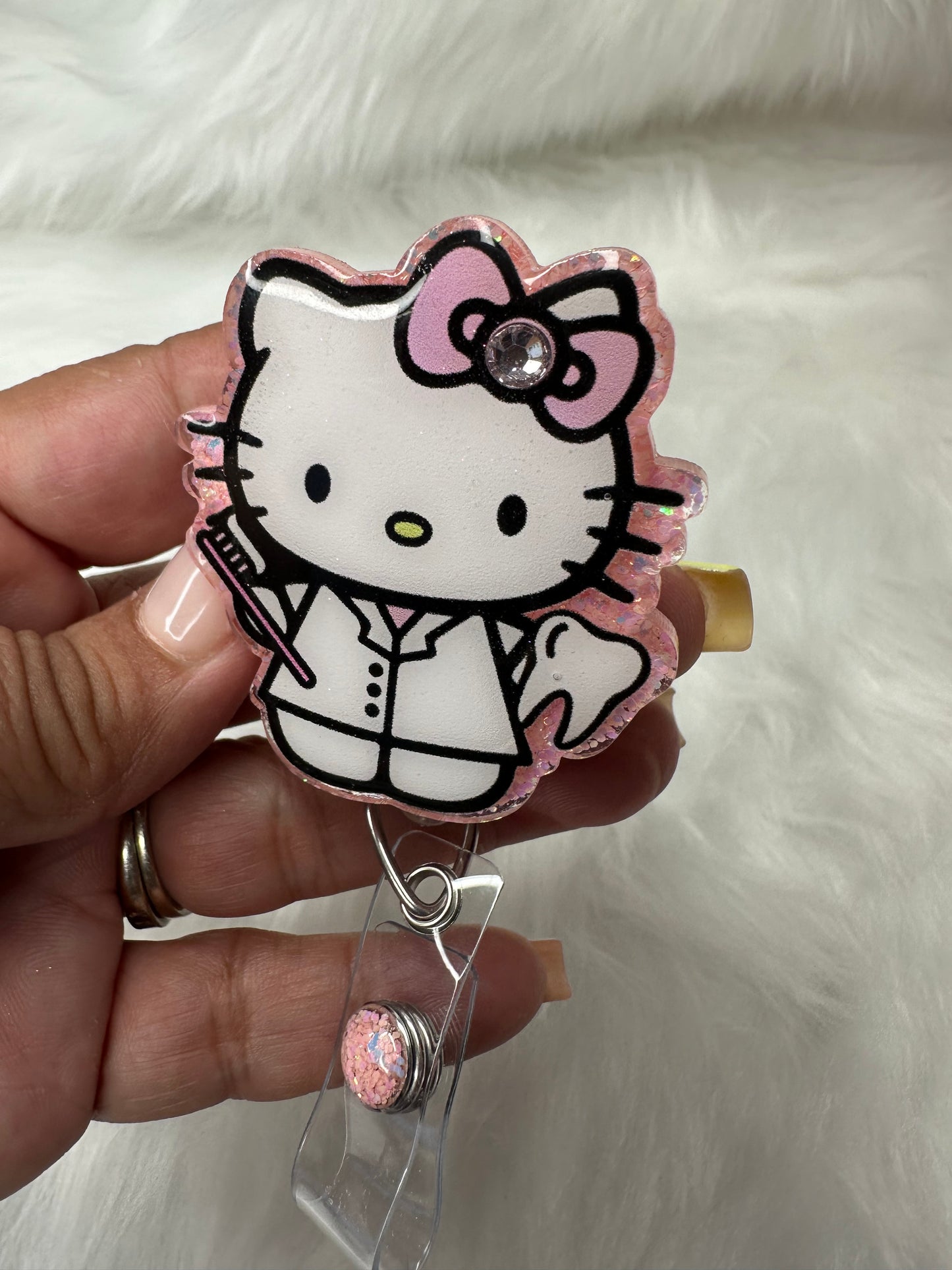 Kitty Dental Hygienist Badge Reel