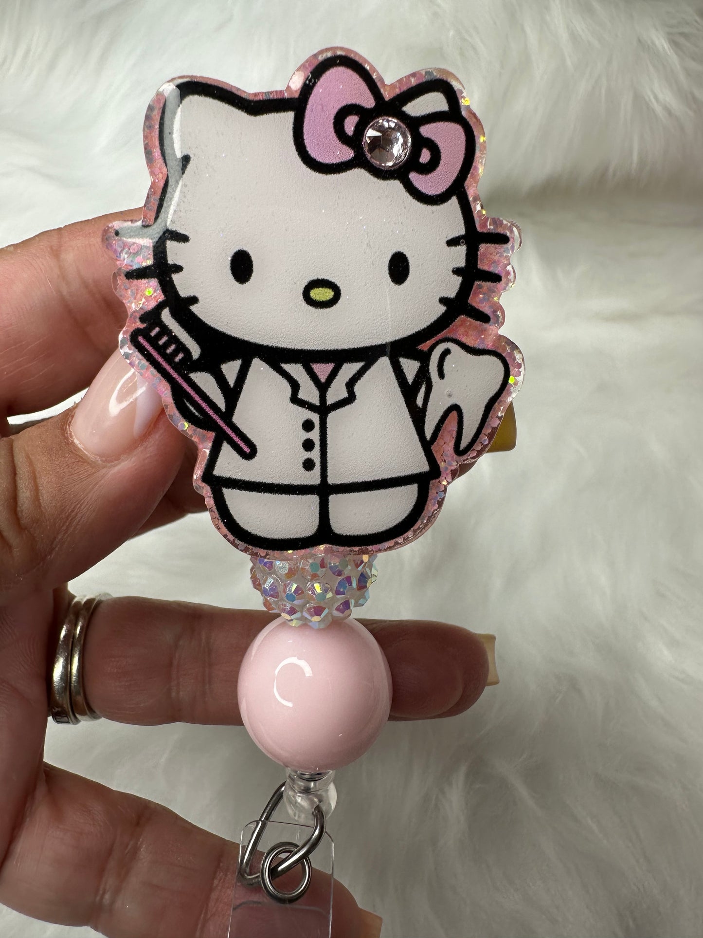 Kitty Dental Hygienist Badge Reel