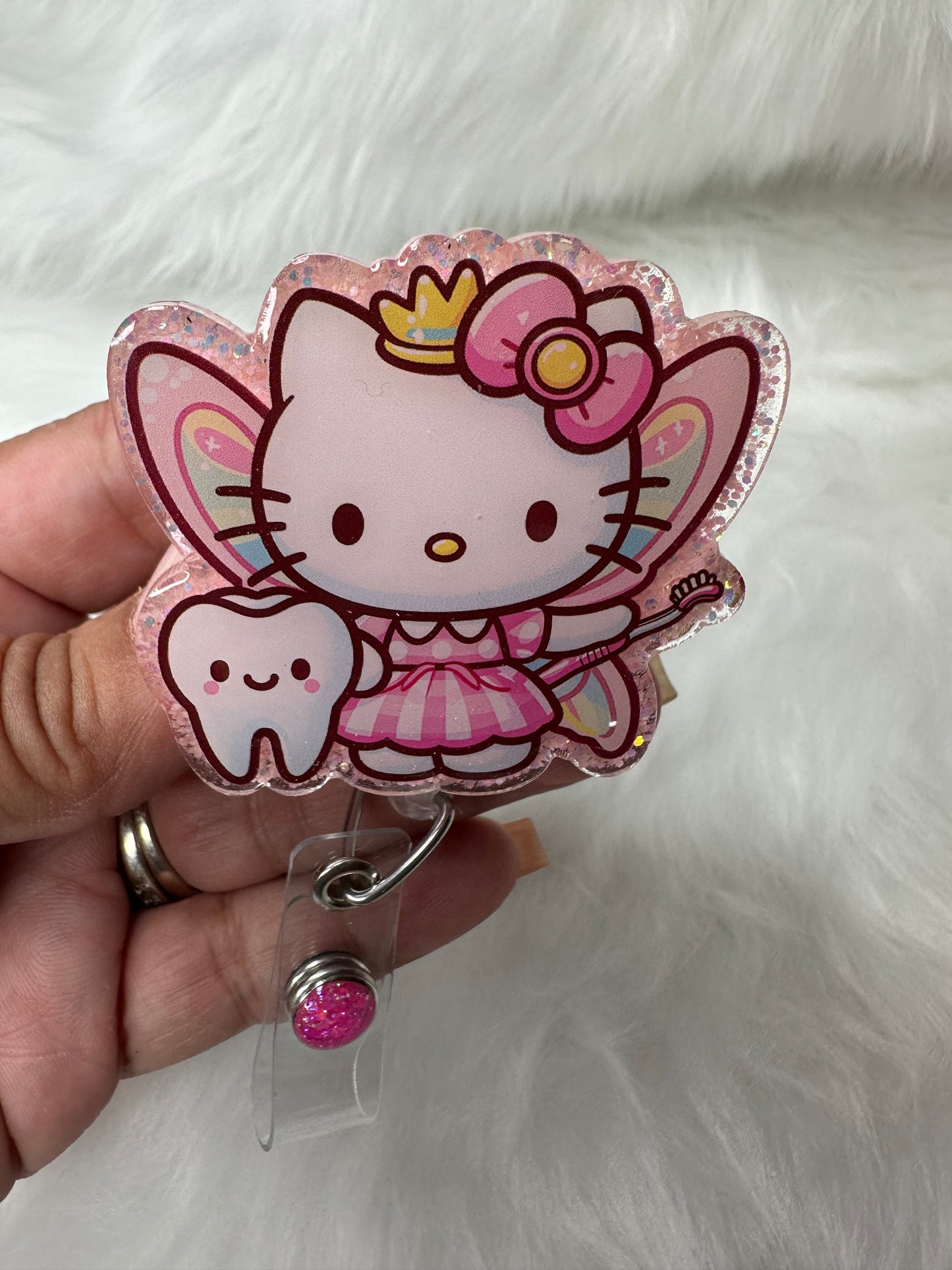 Pink Kitty Tooth Fairy Badge Reel