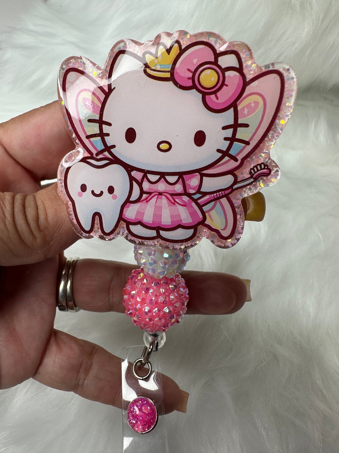 Pink Kitty Tooth Fairy Badge Reel