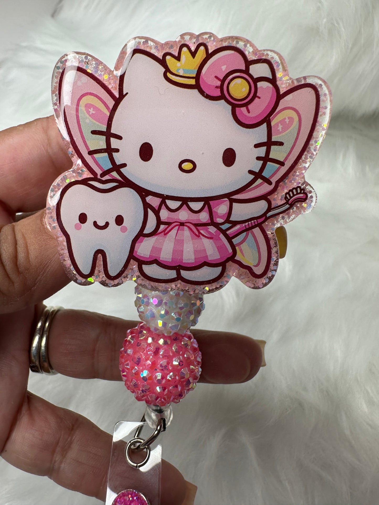Pink Kitty Tooth Fairy Badge Reel