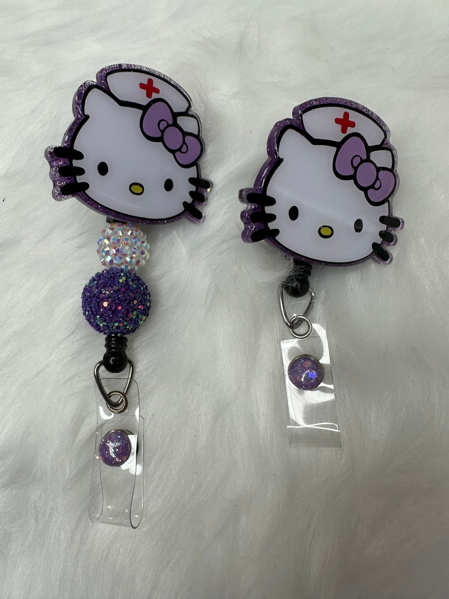 Purple Kitty Nurse Badge Reel