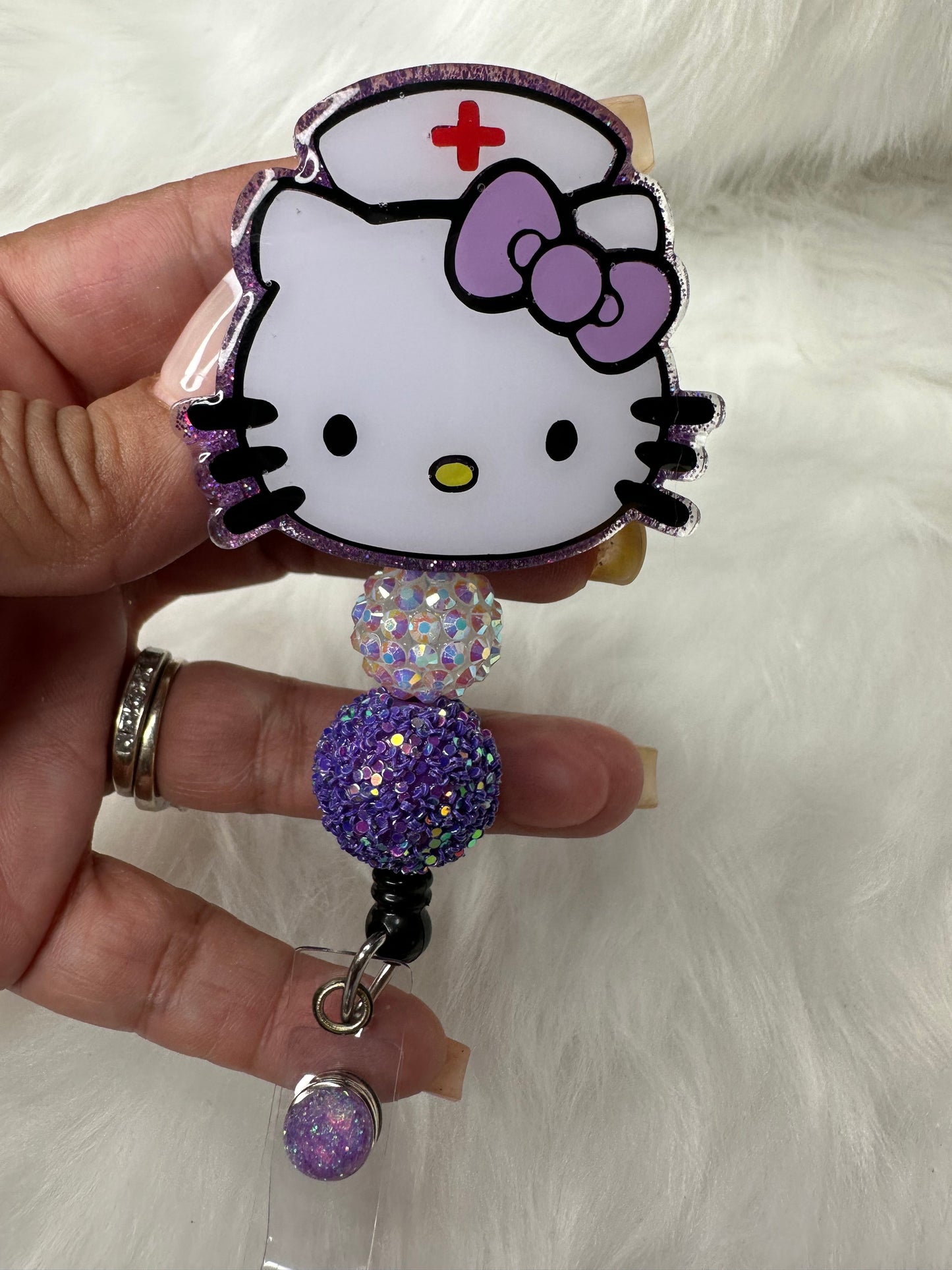 Purple Kitty Nurse Badge Reel