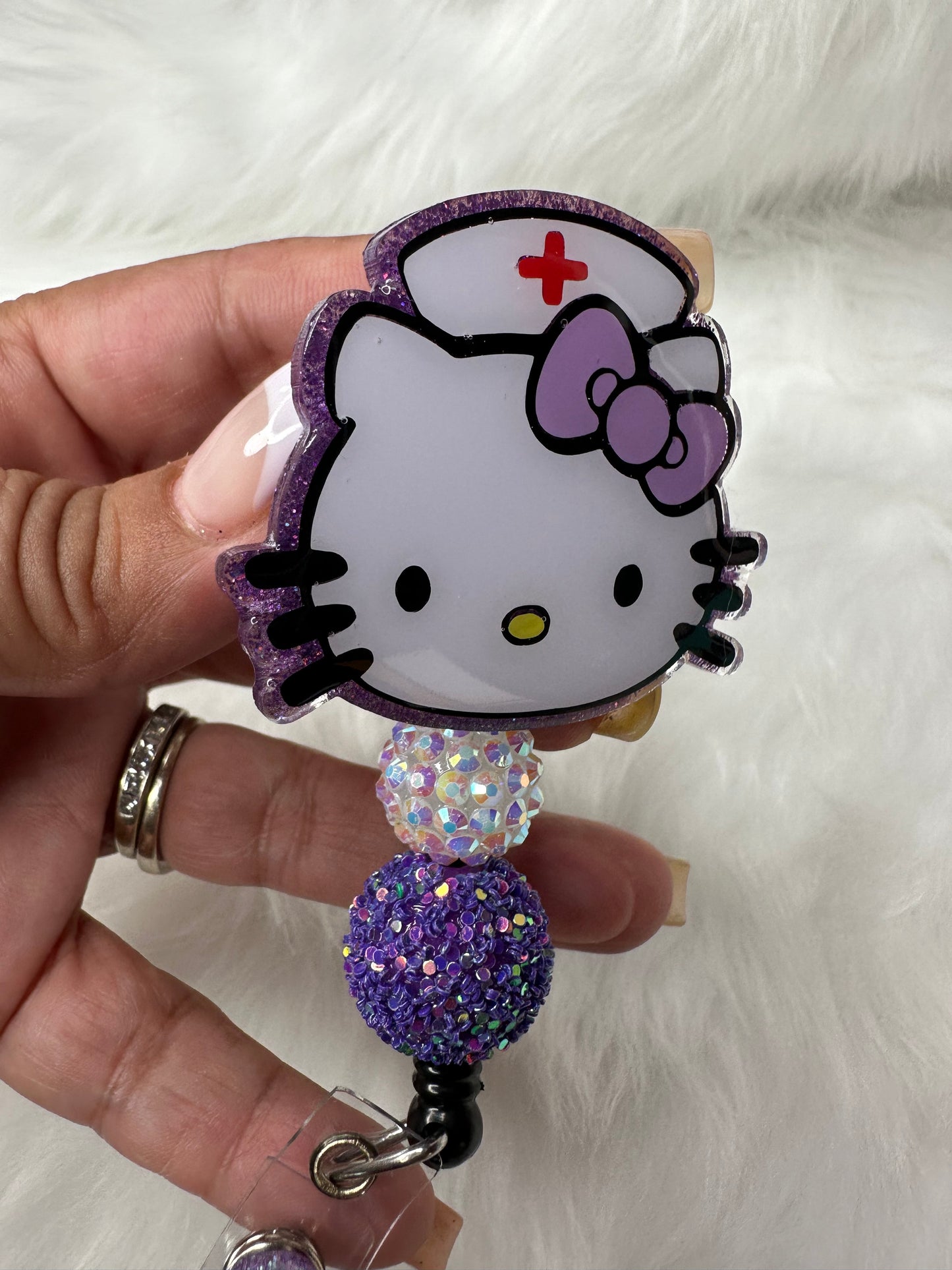 Purple Kitty Nurse Badge Reel