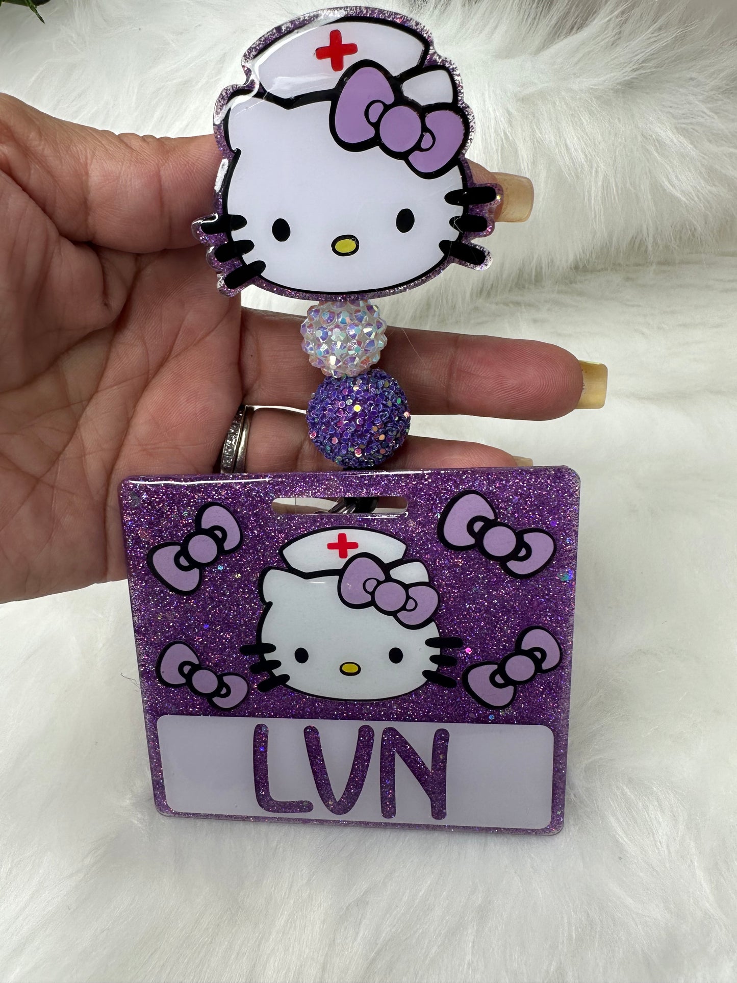 Purple Kitty Nurse Badge Buddy Set