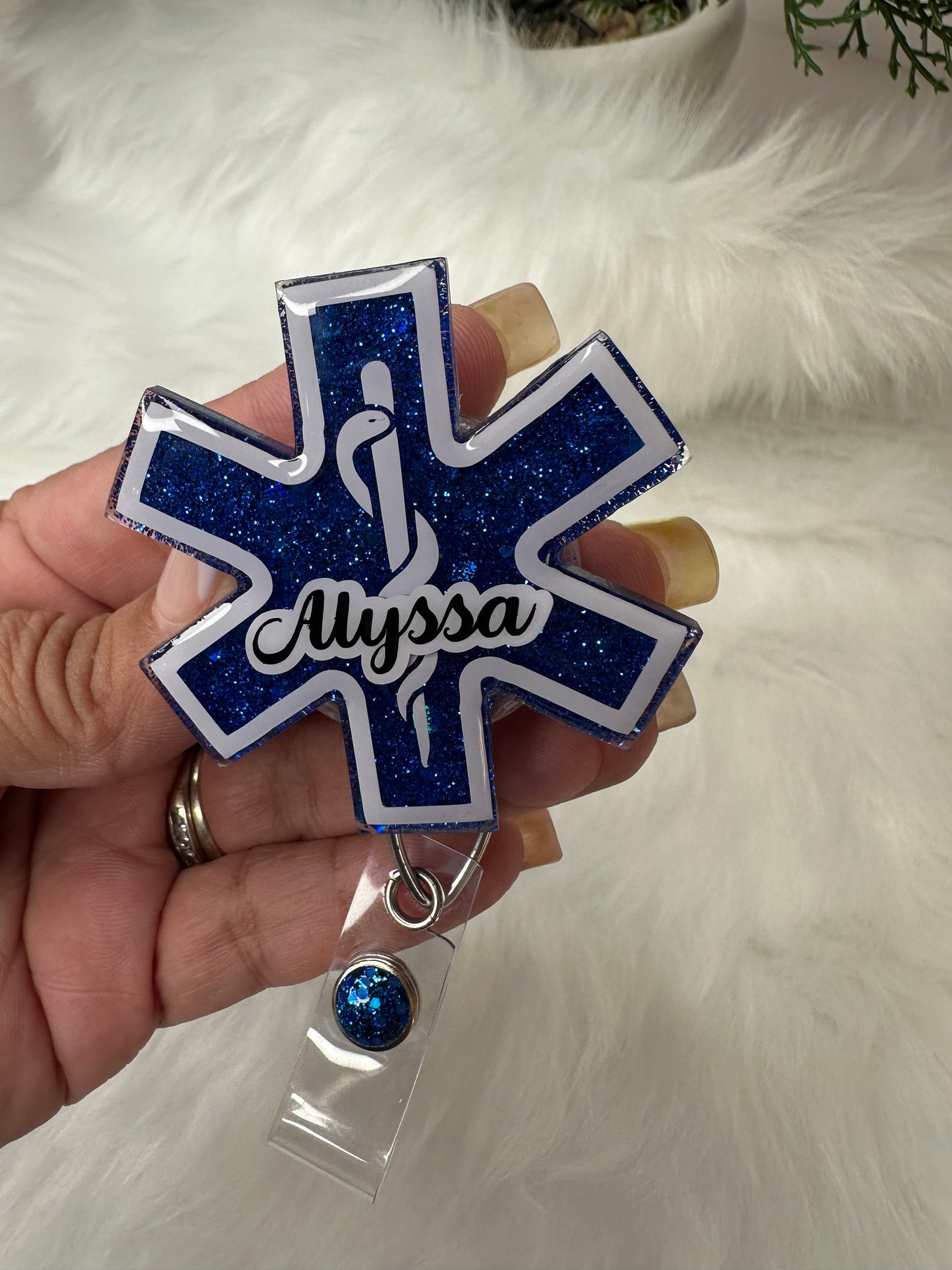 Personalized Star of Life / EMT Badge Reel