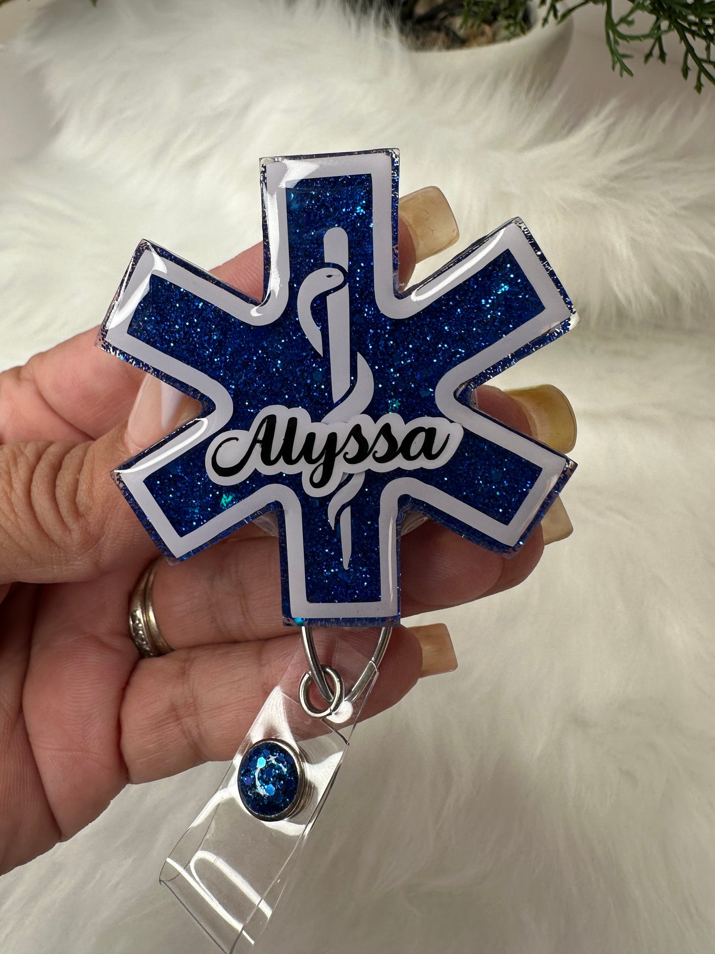 Personalized Star of Life / EMT Badge Reel