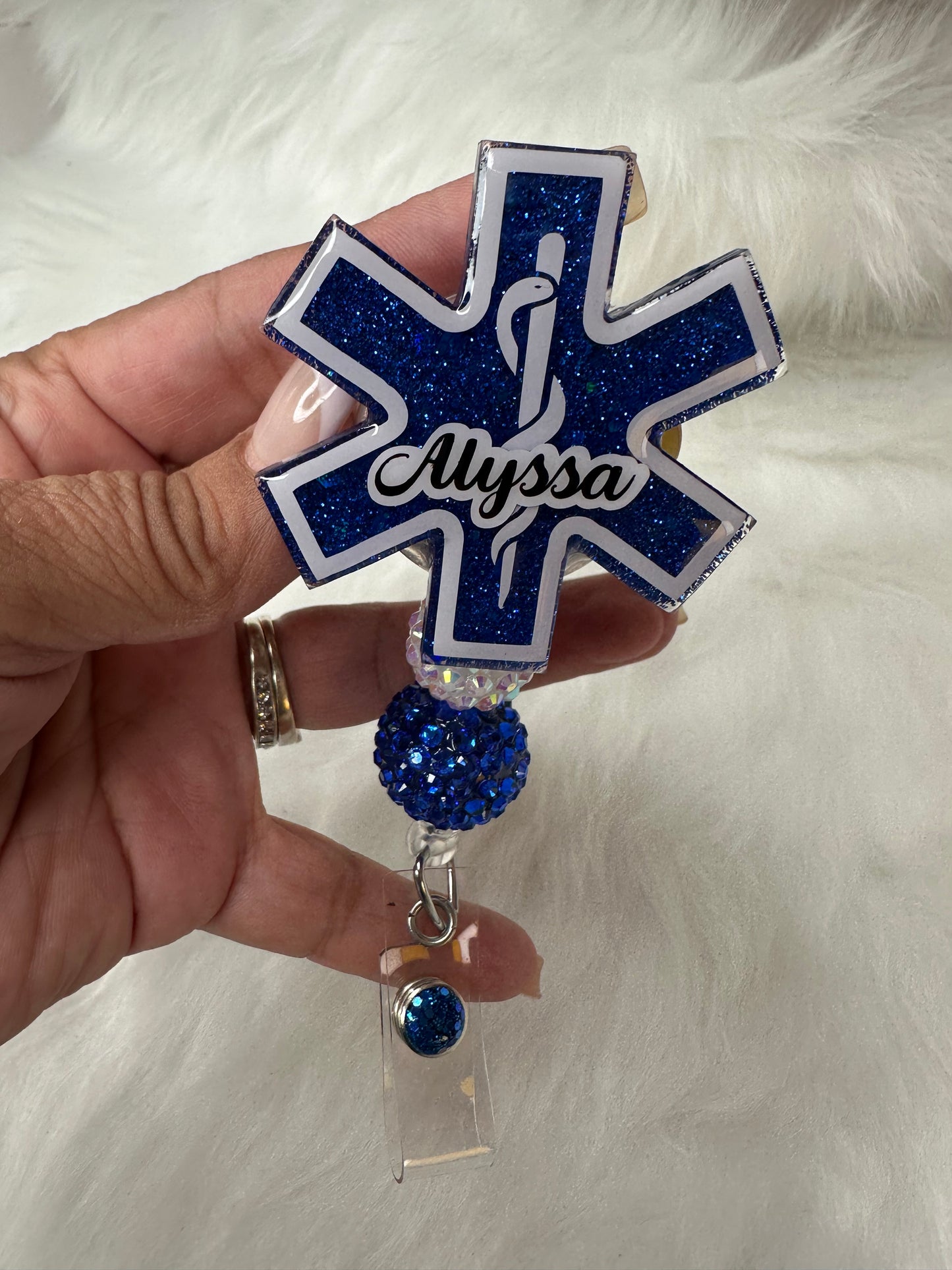 Personalized Star of Life / EMT Badge Reel