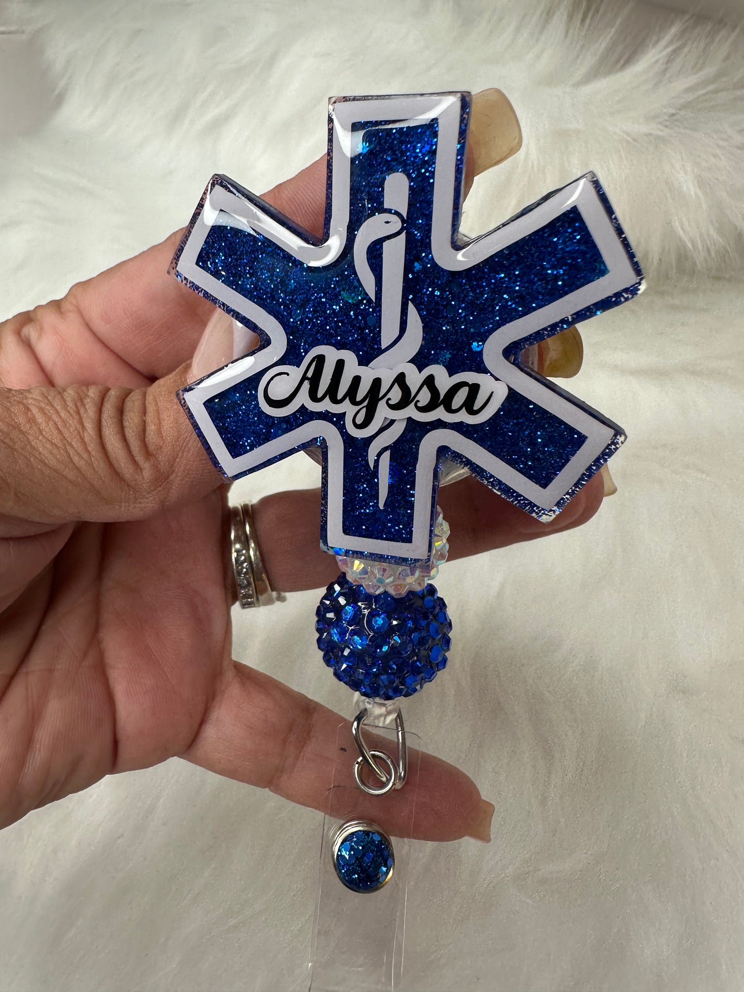 Personalized Star of Life / EMT Badge Reel