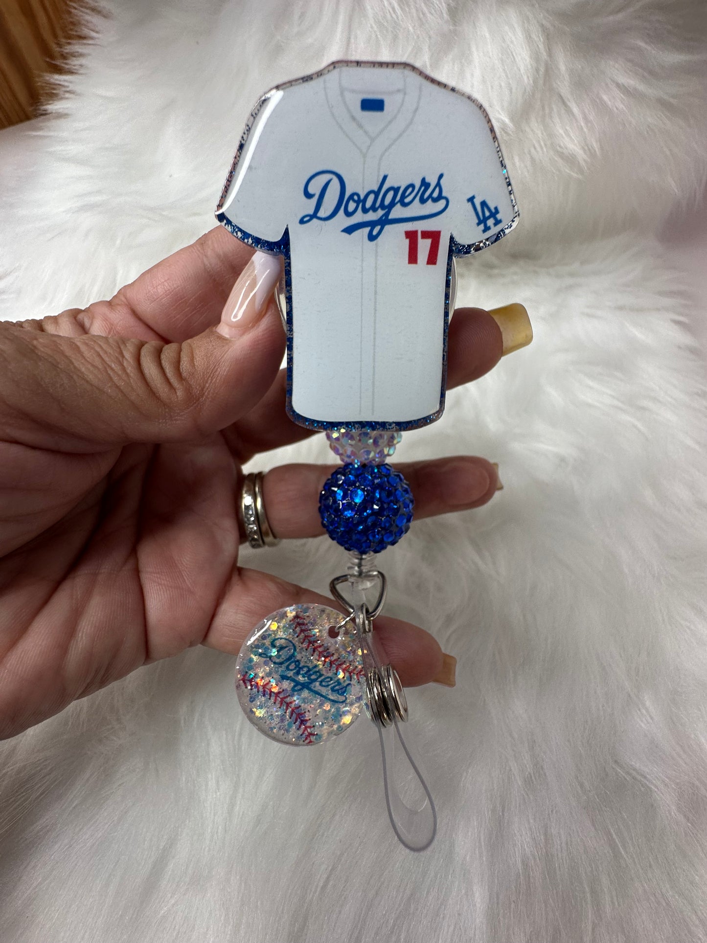 LA Blue Baseball Jersey Badge Reel
