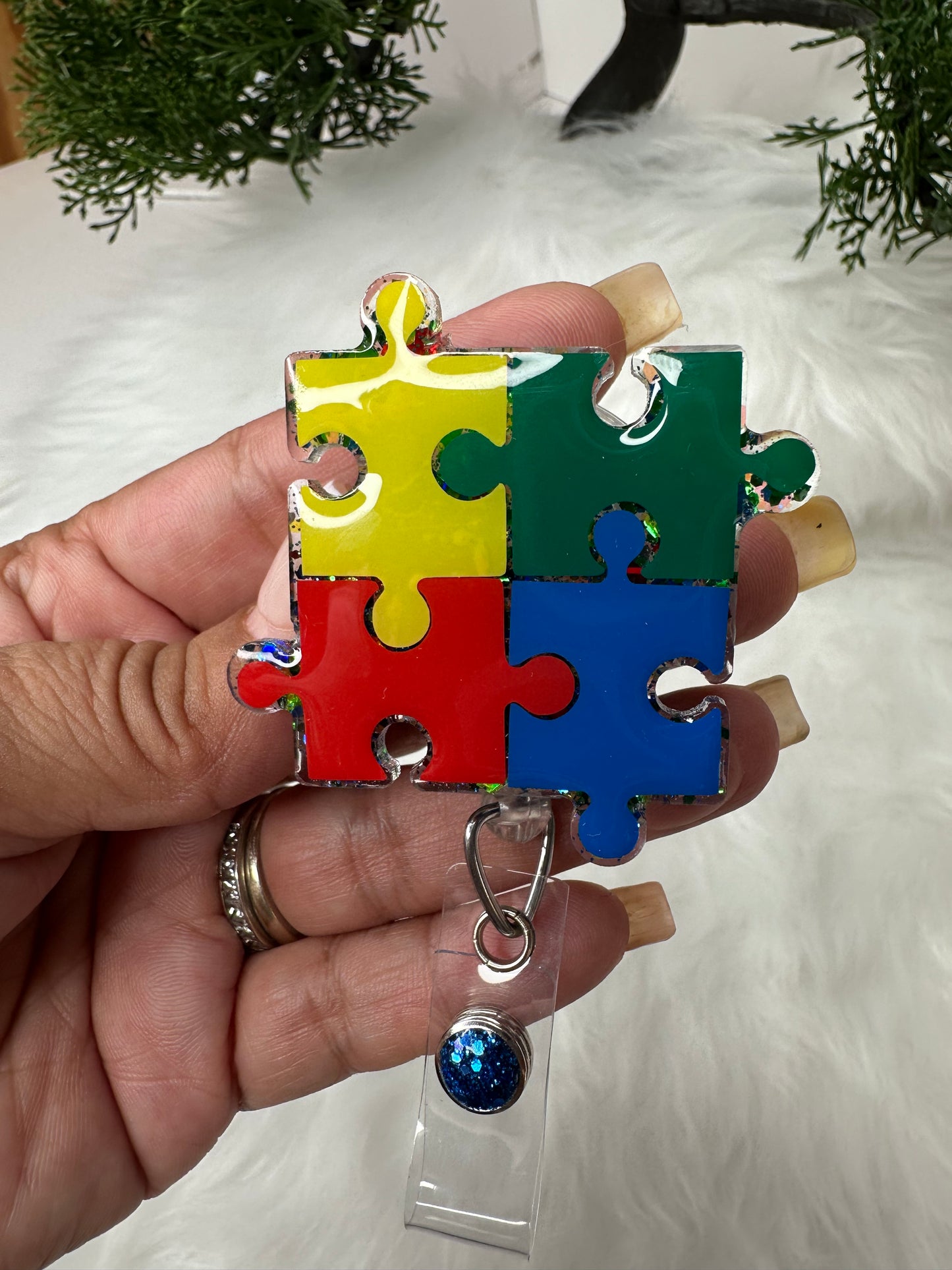 Autism Awareness Puzzle Badge Reel