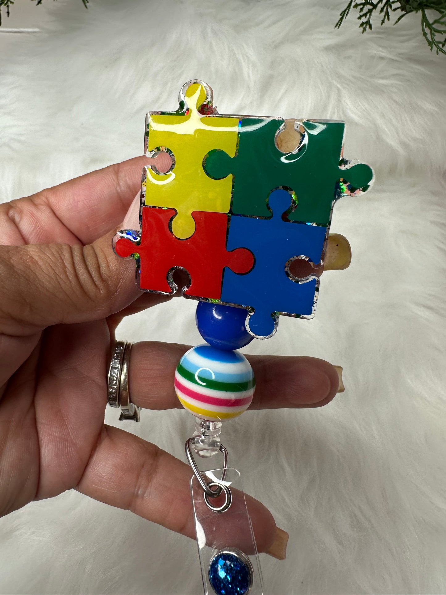 Autism Awareness Puzzle Badge Reel