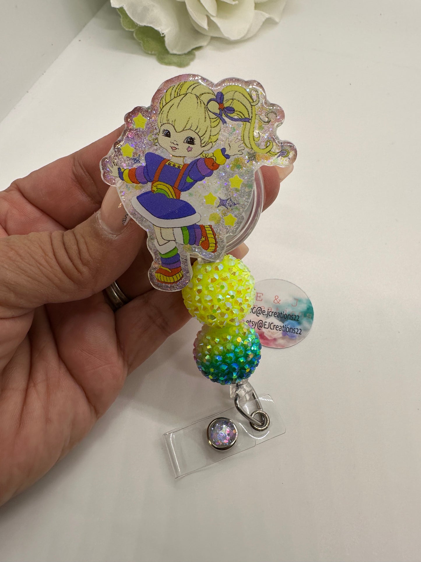 Rainbow Girl Cartoon Badge Reel