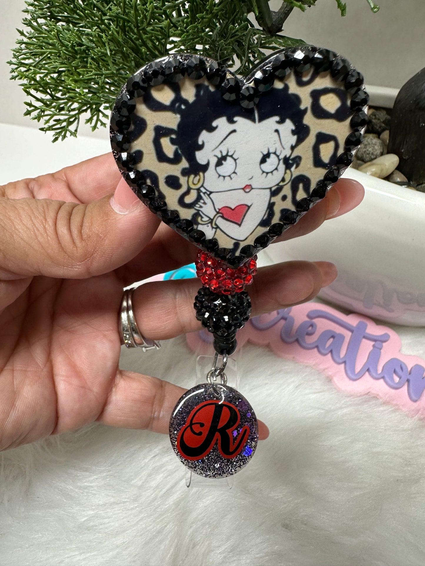 Rhinestone Heart Betty Badge Reel
