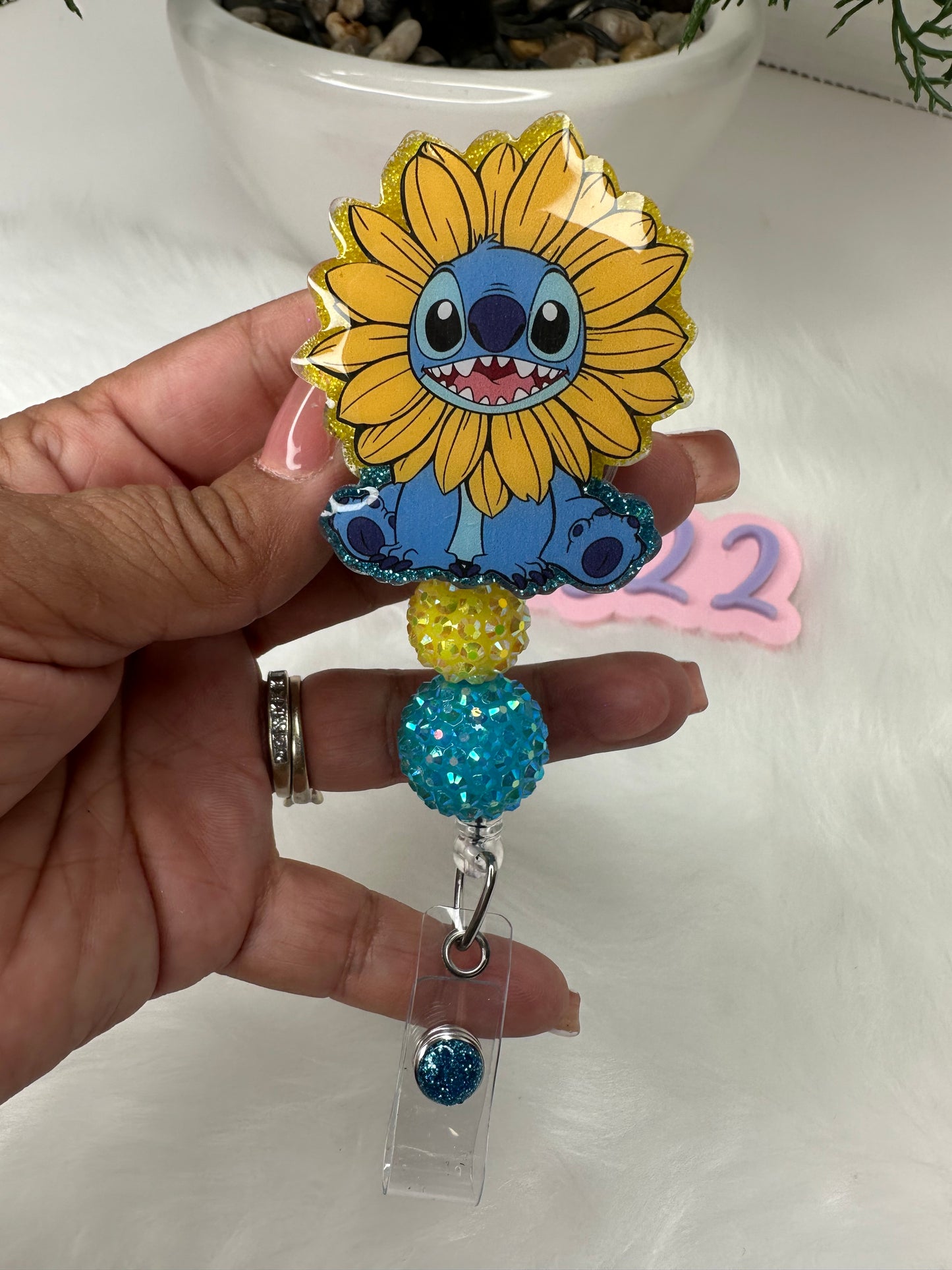 Sunflower Blue Alien Badge Reel