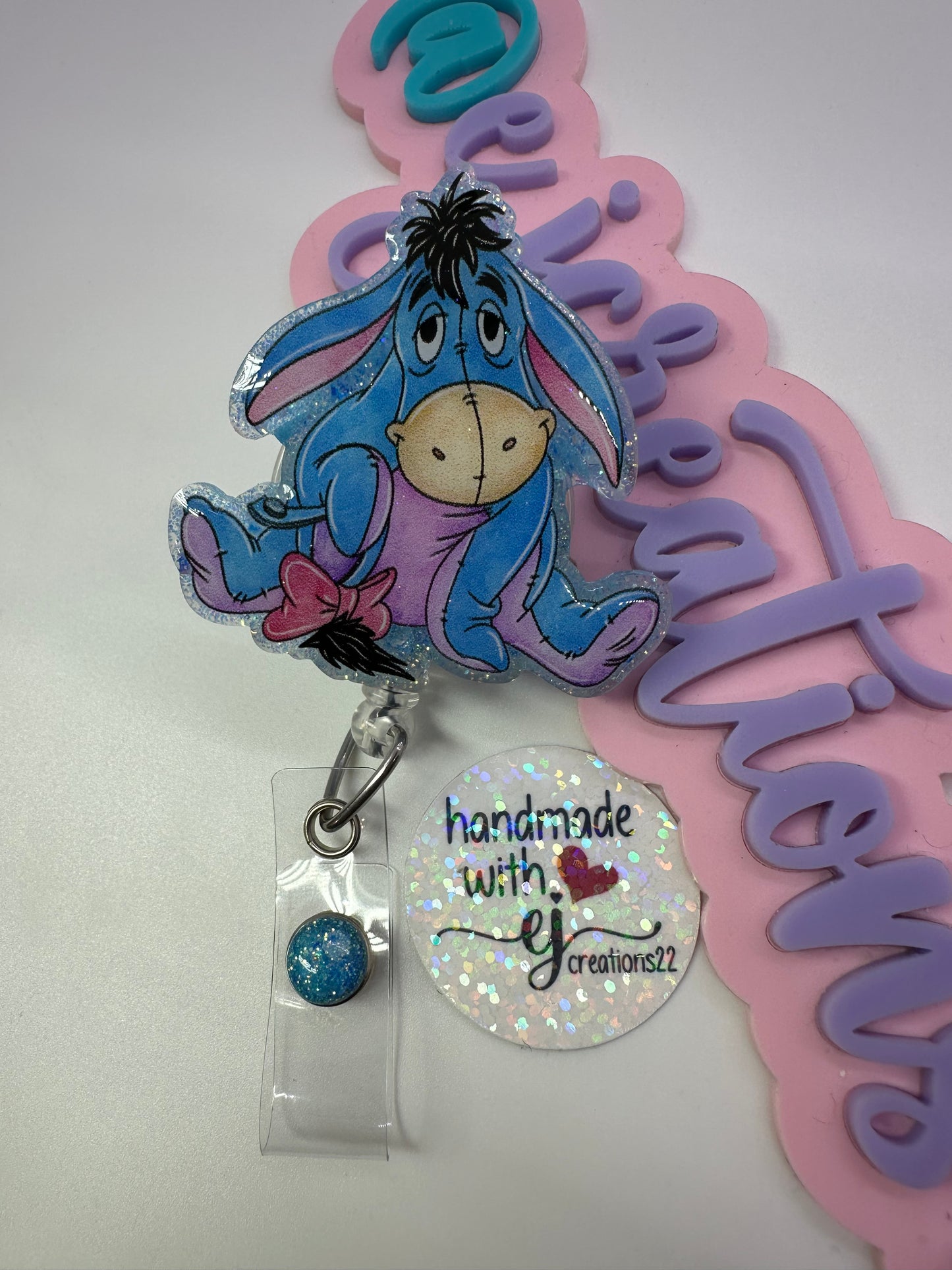Pink and Blue Donkey Badge Reel