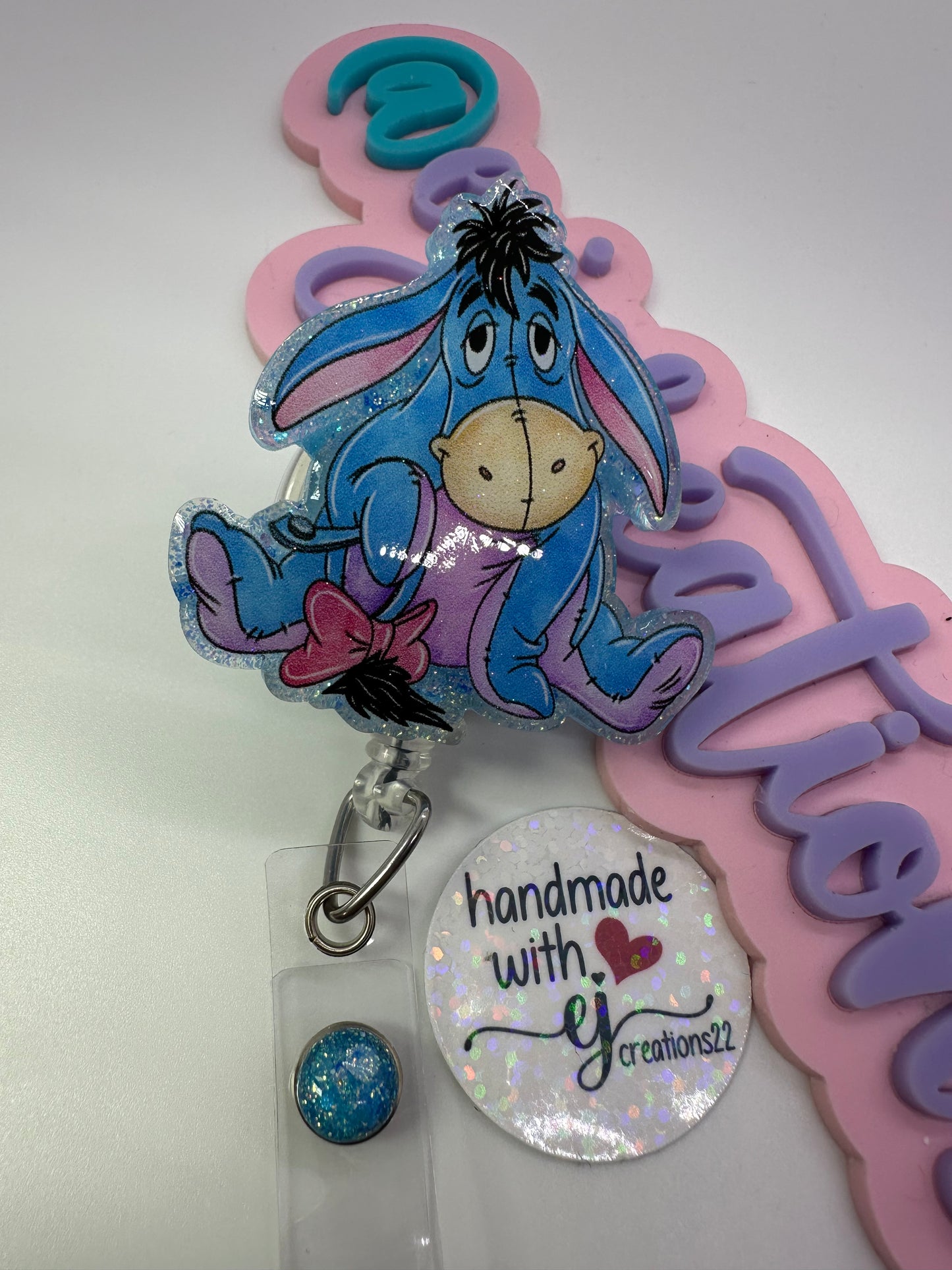 Pink and Blue Donkey Badge Reel