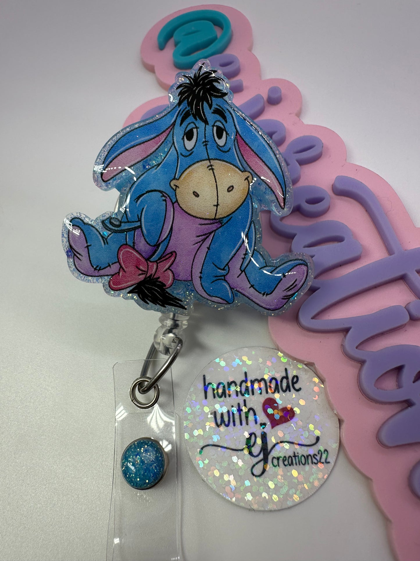 Pink and Blue Donkey Badge Reel