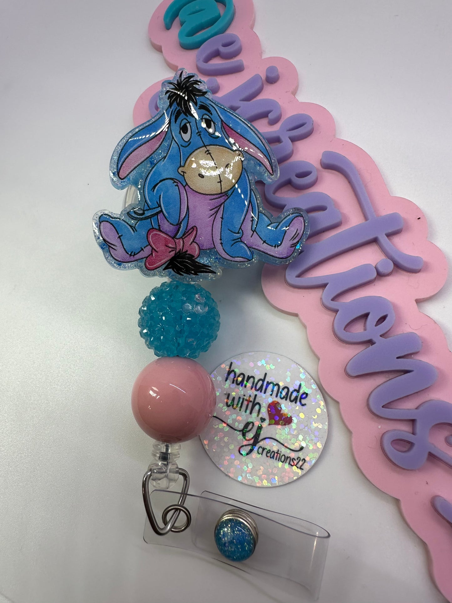 Pink and Blue Donkey Badge Reel