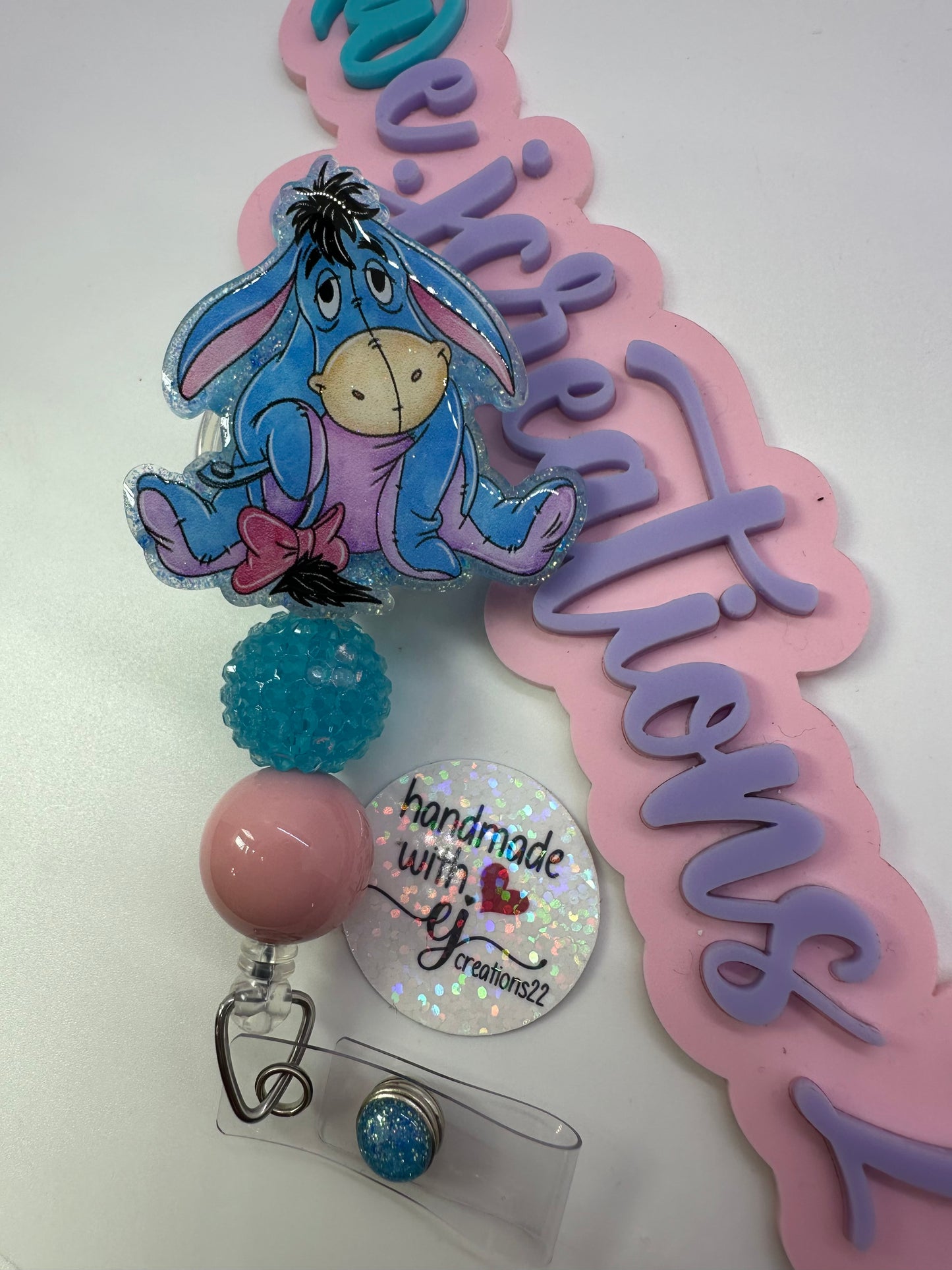 Pink and Blue Donkey Badge Reel