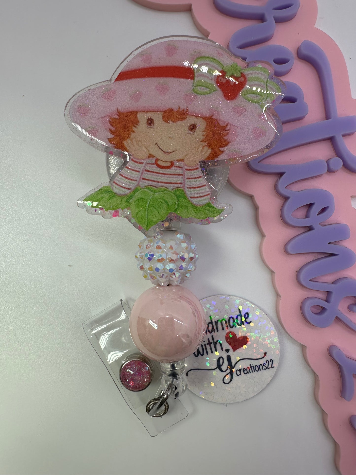 03 Strawberry Girl Cartoon Badge Reel