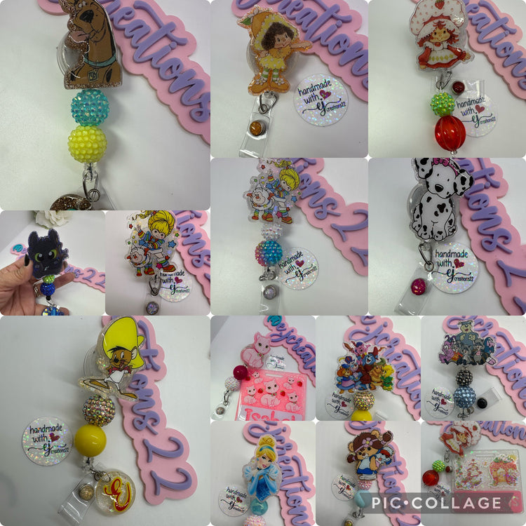 VINTAGE CHARACTERS BADGE REELS