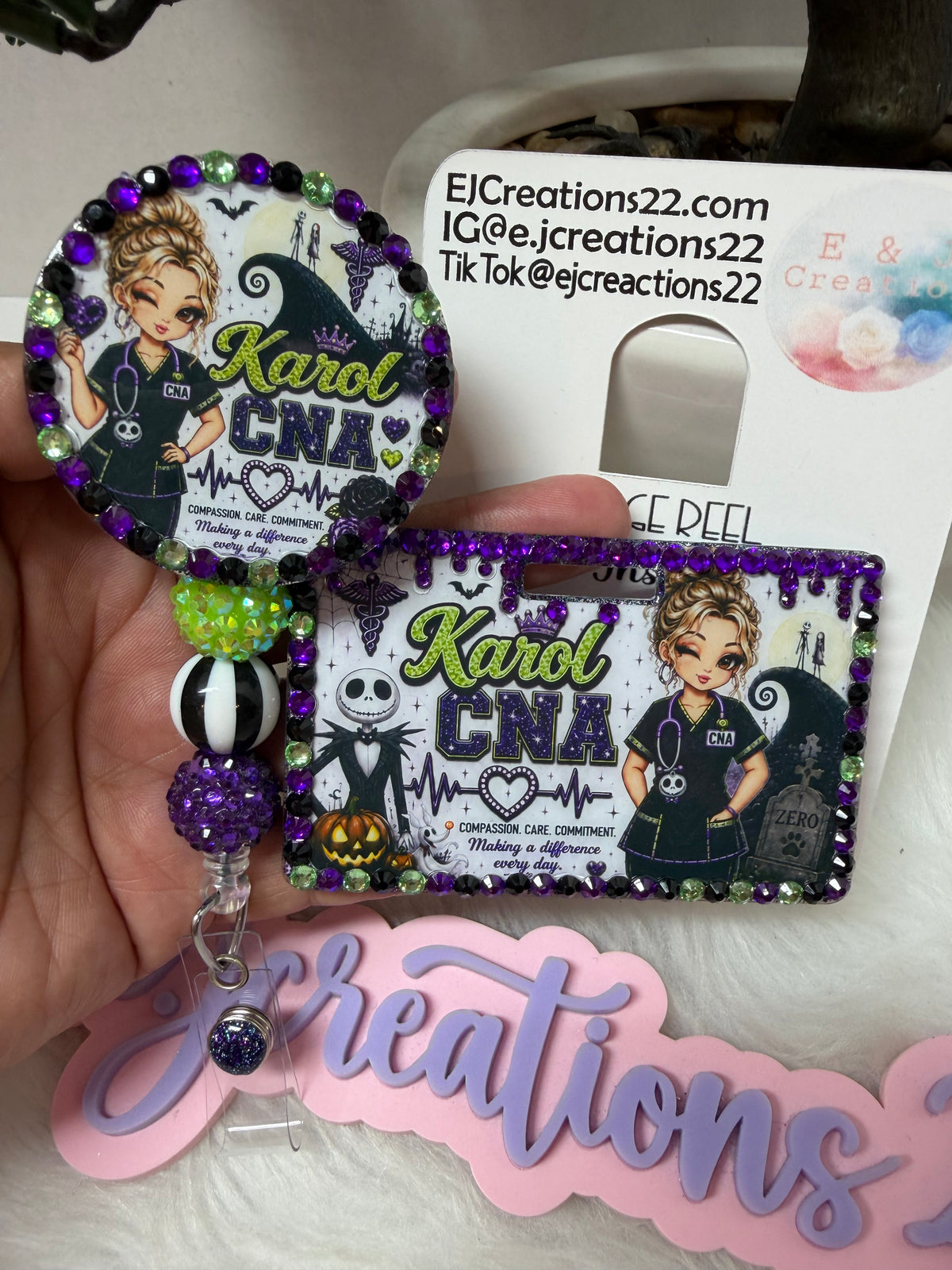 Bedazzled Nightmare Before Christmas ID BADGE Set