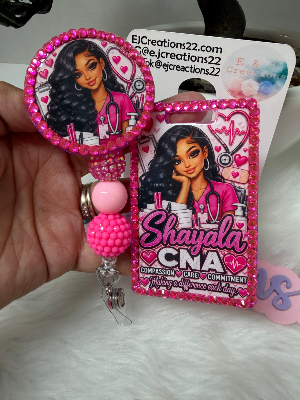 Hot Pink Bedazzle Name Badge Set