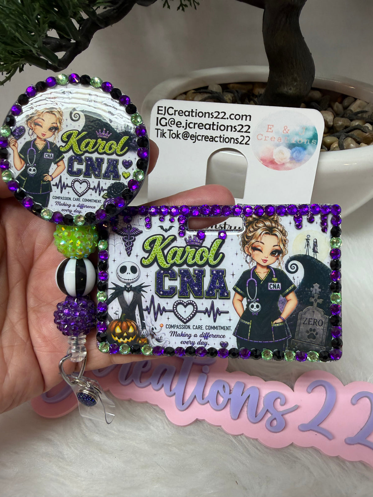 Bedazzled Nightmare Before Christmas ID BADGE Set