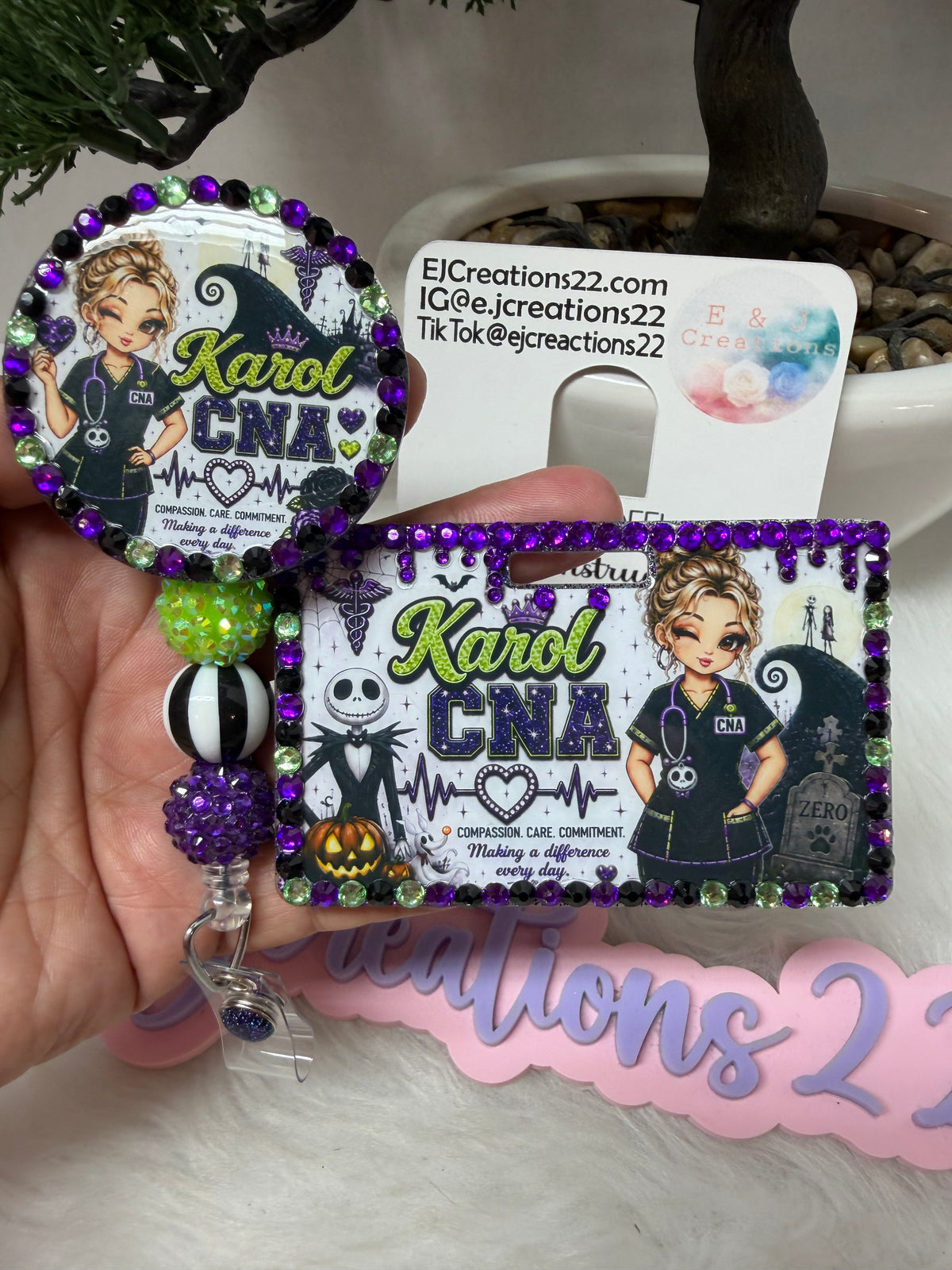 Bedazzled Nightmare Before Christmas ID BADGE Set