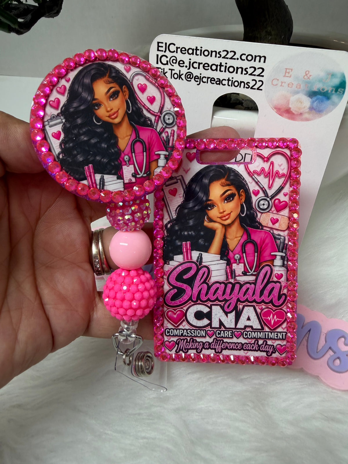 Hot Pink Bedazzle Name Badge Set