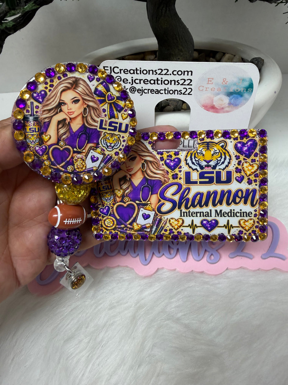 LSU Bedazzled Name Badge Set