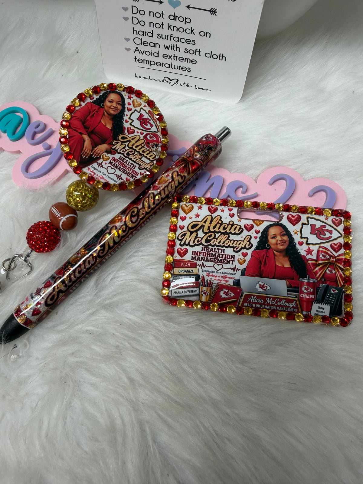 KC Bedazzled Badge Buddy Set
