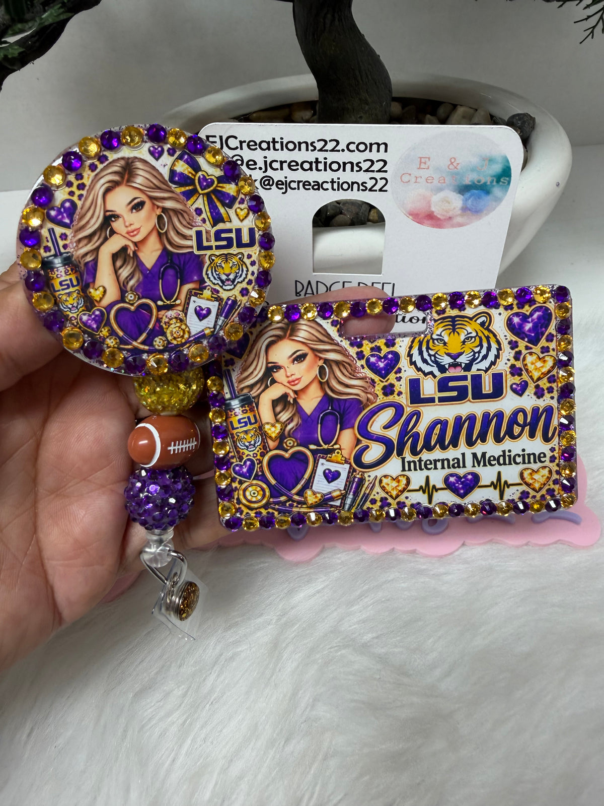 LSU Bedazzled Name Badge Set