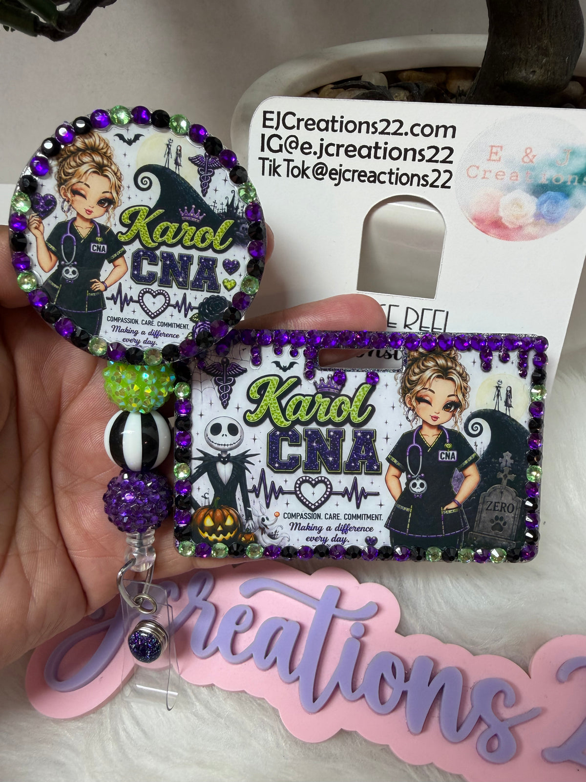 Bedazzled Nightmare Before Christmas ID BADGE Set