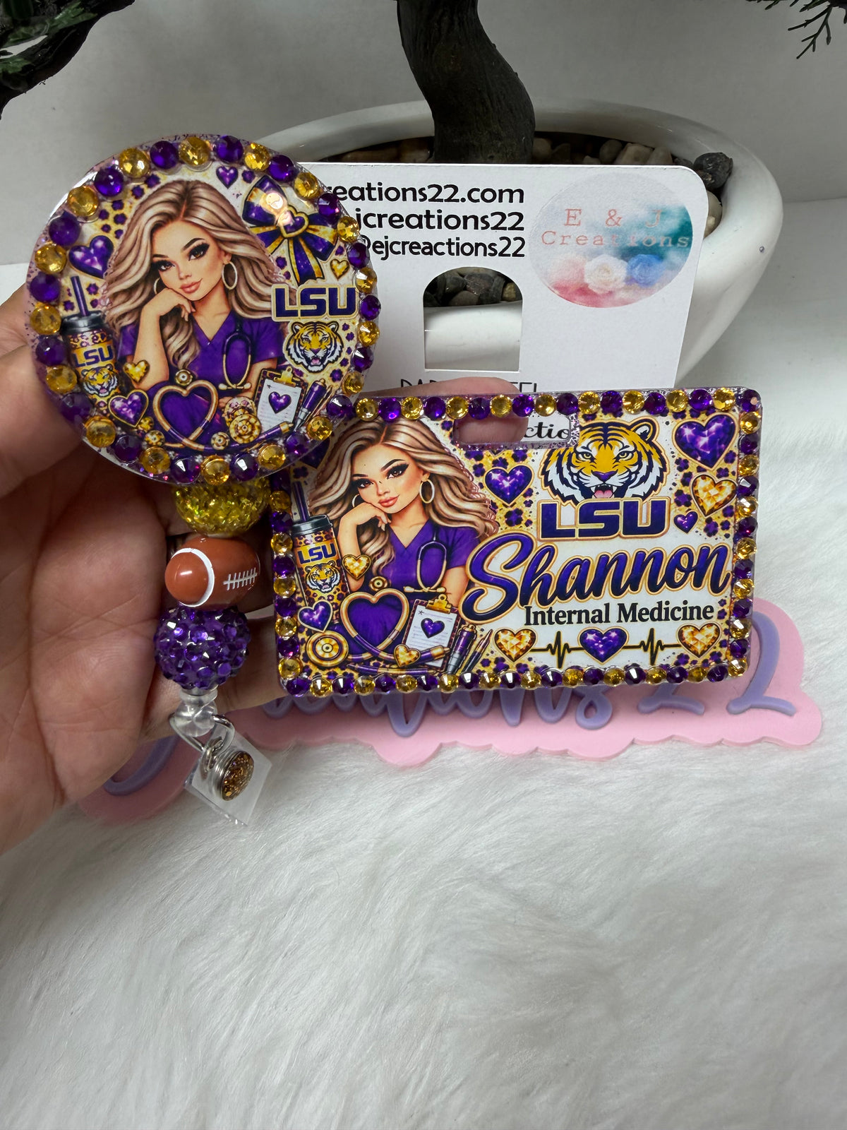 LSU Bedazzled Name Badge Set